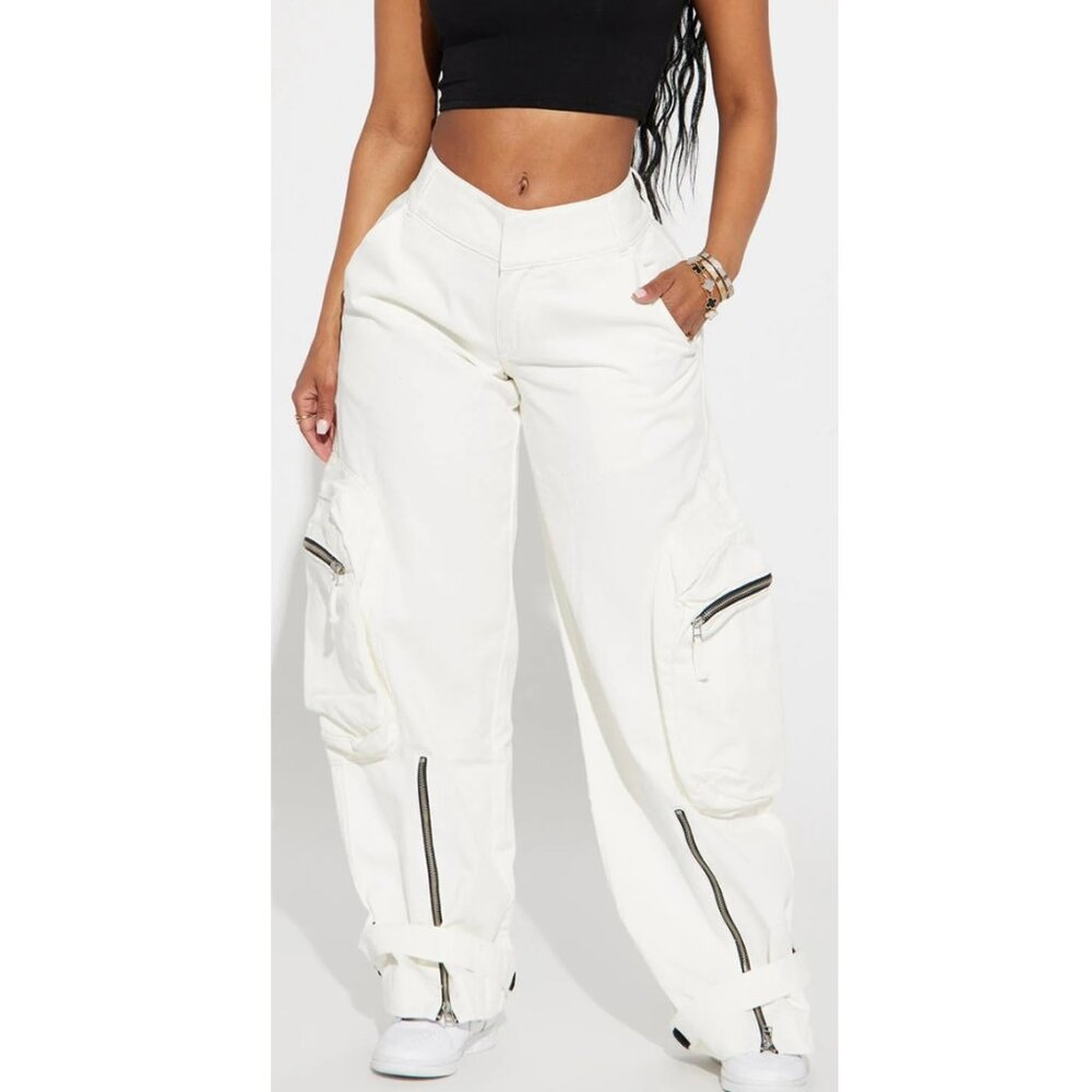 Women's White Cargo Jeans